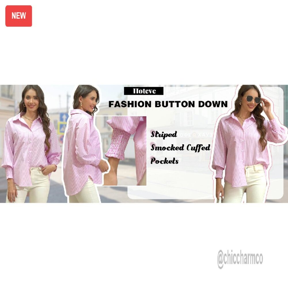 Wrinkle-Resistant Oversized Button-Down Shirt Wit… - image 7